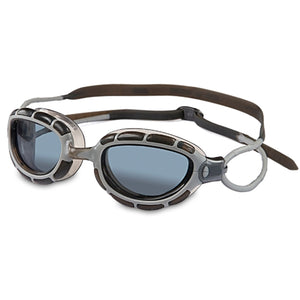 Swimming goggles with blue lenses and a blue strap