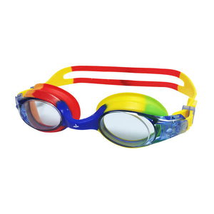 Rainbow colored swimming goggles