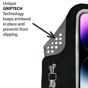 Black armband phone case with four led lights on the side