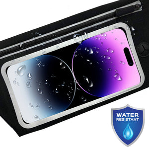 Black waist pack with an iphone inside
