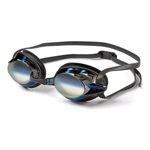 Blue swimming goggles with thin blue straps