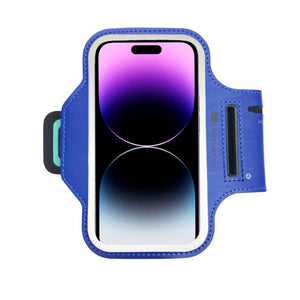 Black armband phone case holding an iphone